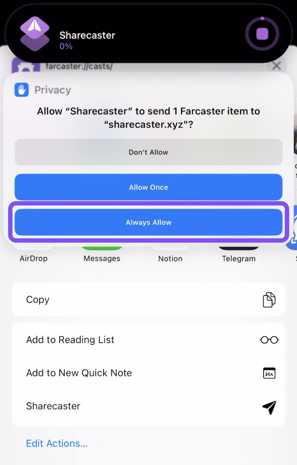 allow shortcut permissions